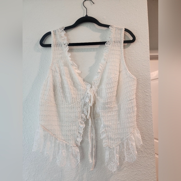 SHEIN Ruffled Smocked Tie Front Tank Top - Picture 2 of 5